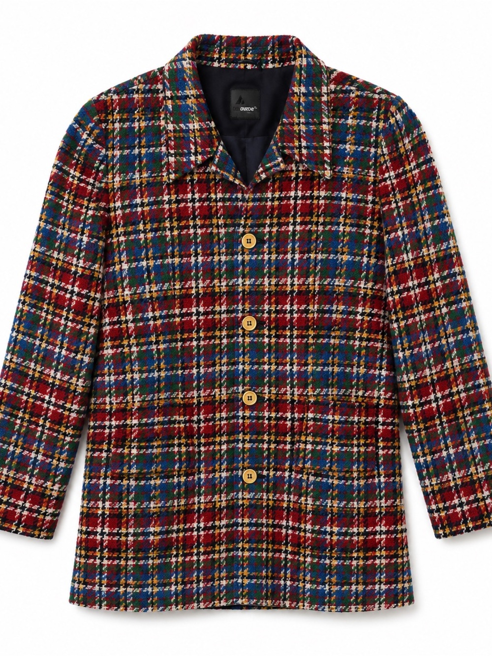 Multi-Color Plaid Button-Front Blazer Jacket - Picture 2 of 8